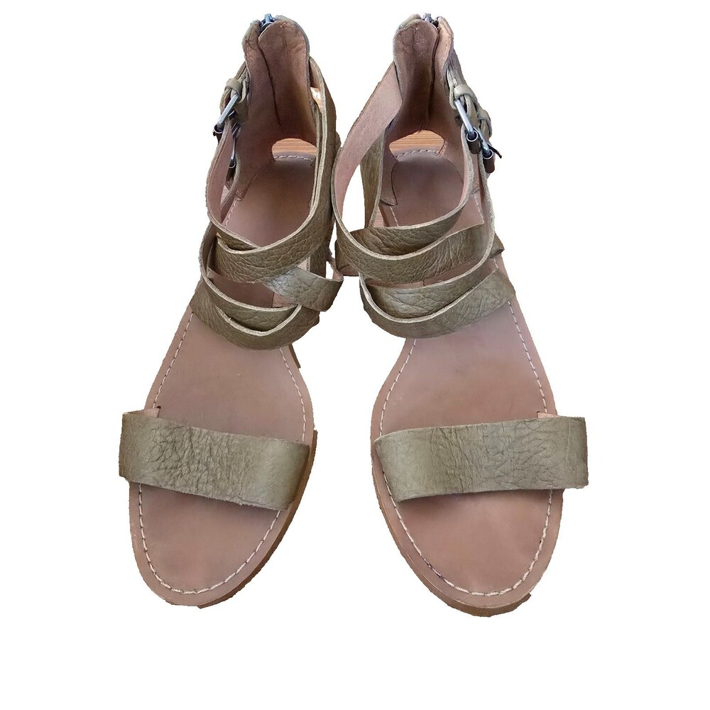MADEWELL the Lora Leather Ankle Wrap Sandal Green Womens Size 11